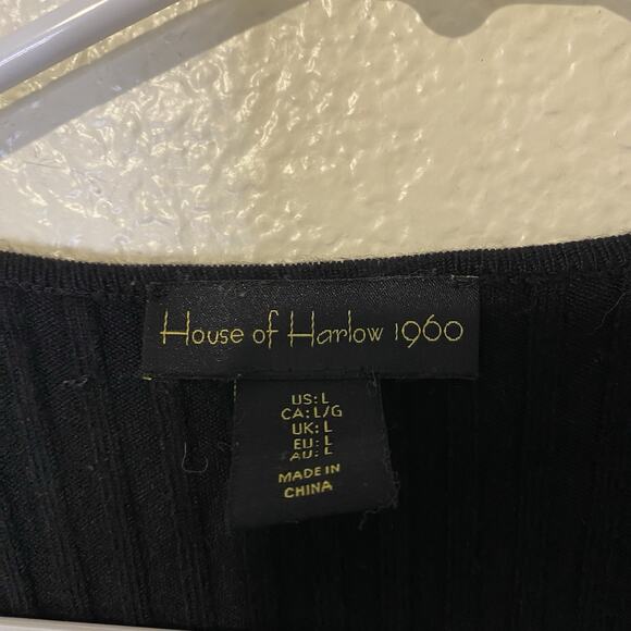House of Harlow 1960 Cutout Ribbed Midi Sweater Dress in Black Size Large - Picture 4 of 8
